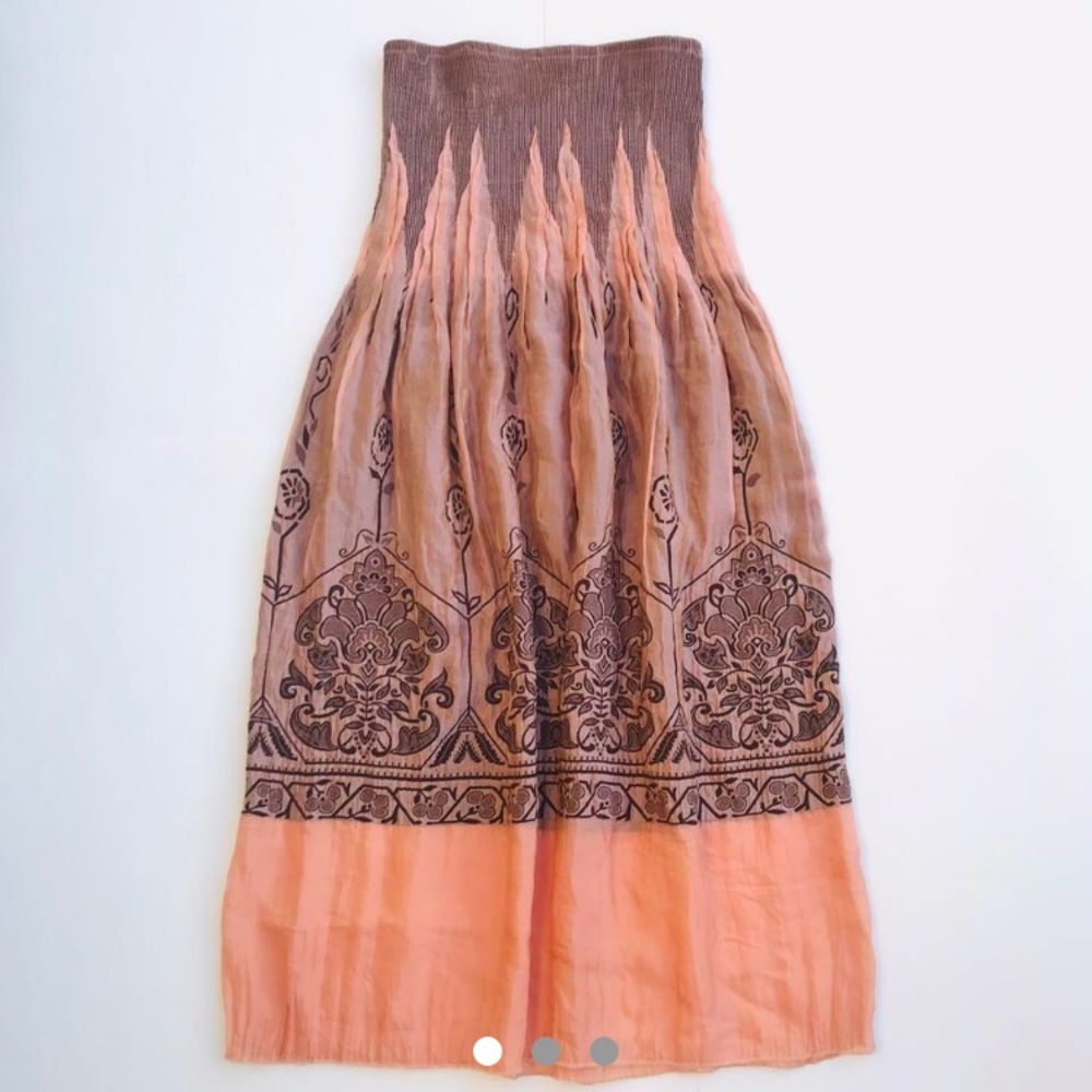 Lapis Brown and Sorbet Skirt/ Strapless Dress